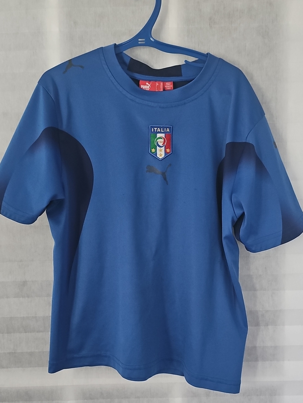 Puma Blue Italia Kids Short-Sleeve Soccer Shirt
